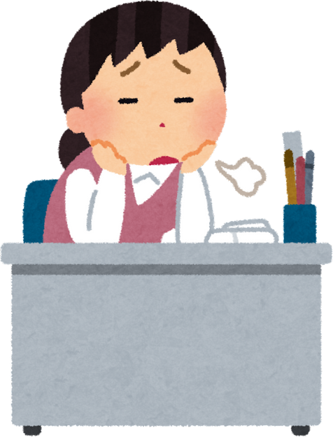 Illustration of a Weary Female Office Worker Sighing at Her Desk